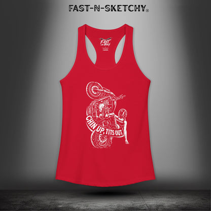 Chin Up, Tits Out: Biker Edition Racerback Tank