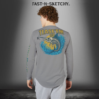 Tease 'Em Up: FAST-N-SALTY, FAST-N-SALTY: (Grey) UV Protection Long Sleeve Shirt (Marlin) Perfect for Outdoor Adventures and Fishing