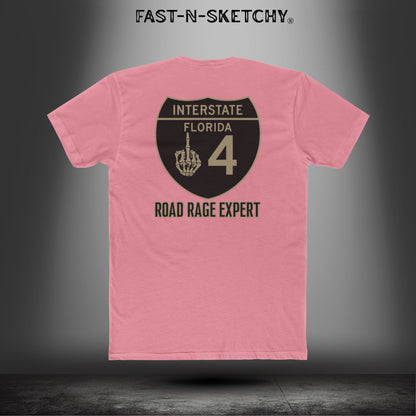 I-4 Road Rage Expert Florida (Black Sign) Premium Fitted Tee: Biker Edition Relaxed Classic Tee