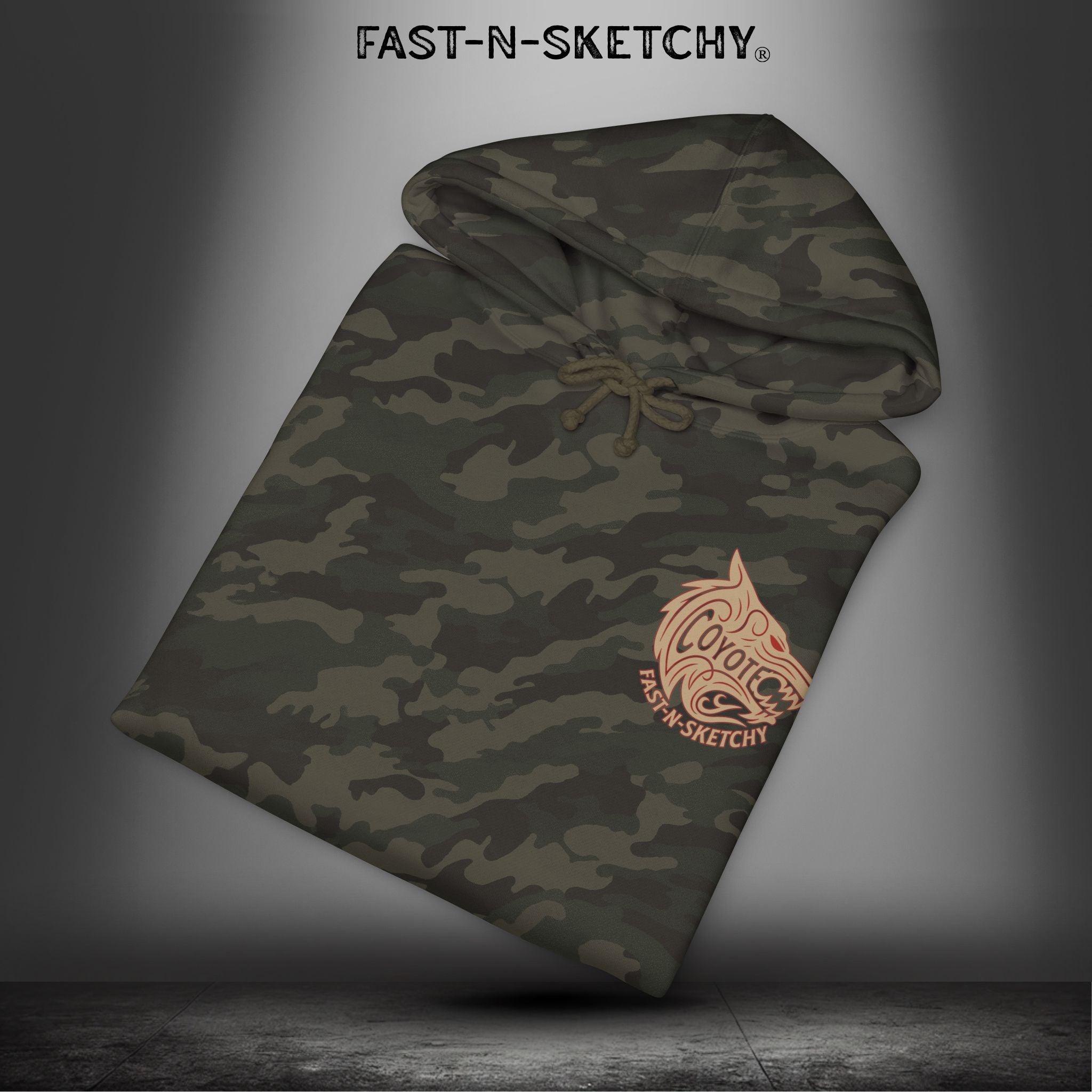 Coyote Death Dealer or Healer Camo Hoodie: Military Edition