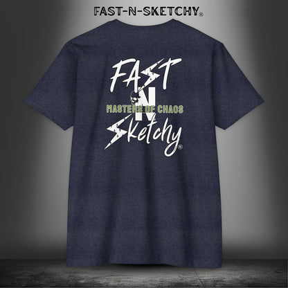FAST-N-SKETCHY - T-shirt Classic Fit Crewneck - Next Level 6210 (Dark Colors/Green Words)