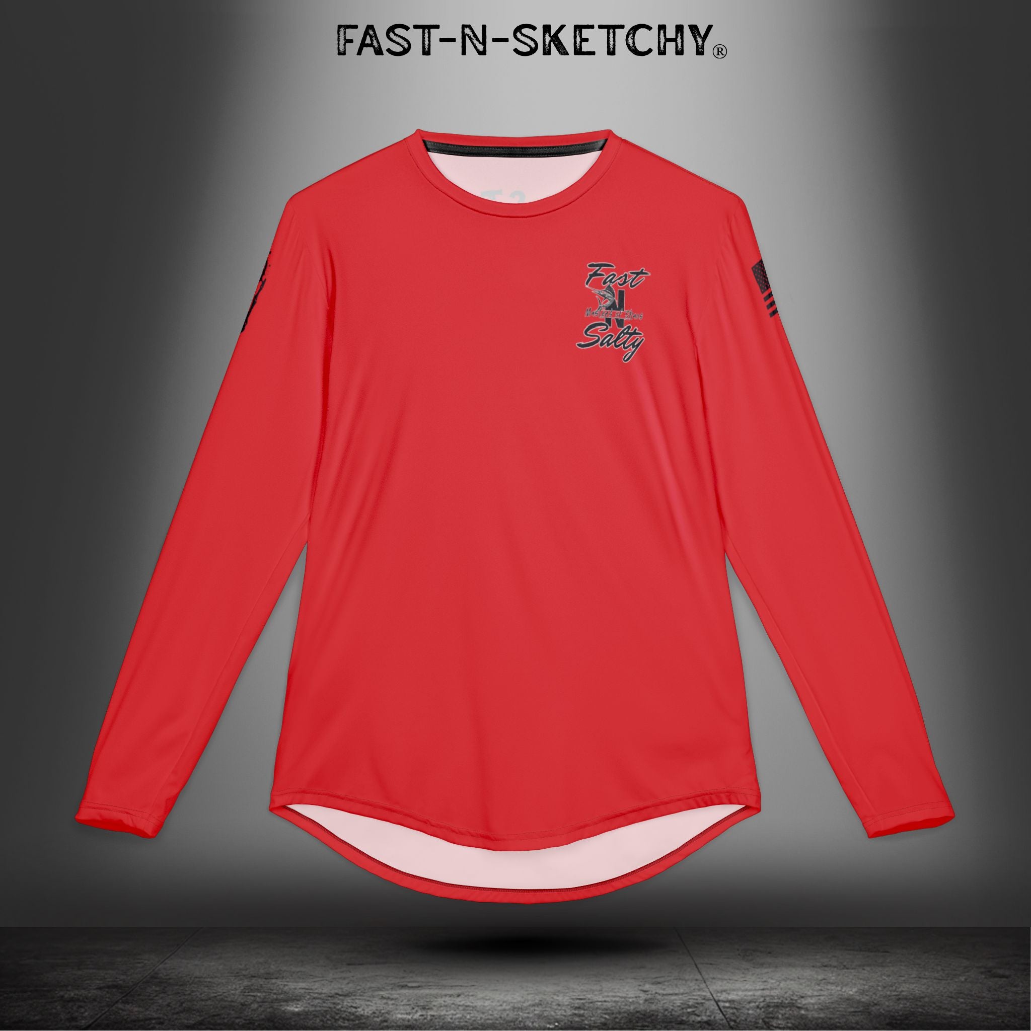 Fast-N-Salty UV Protection Long Sleeve Shirt - (Red) Perfect for Outdoor Adventures and Fishing