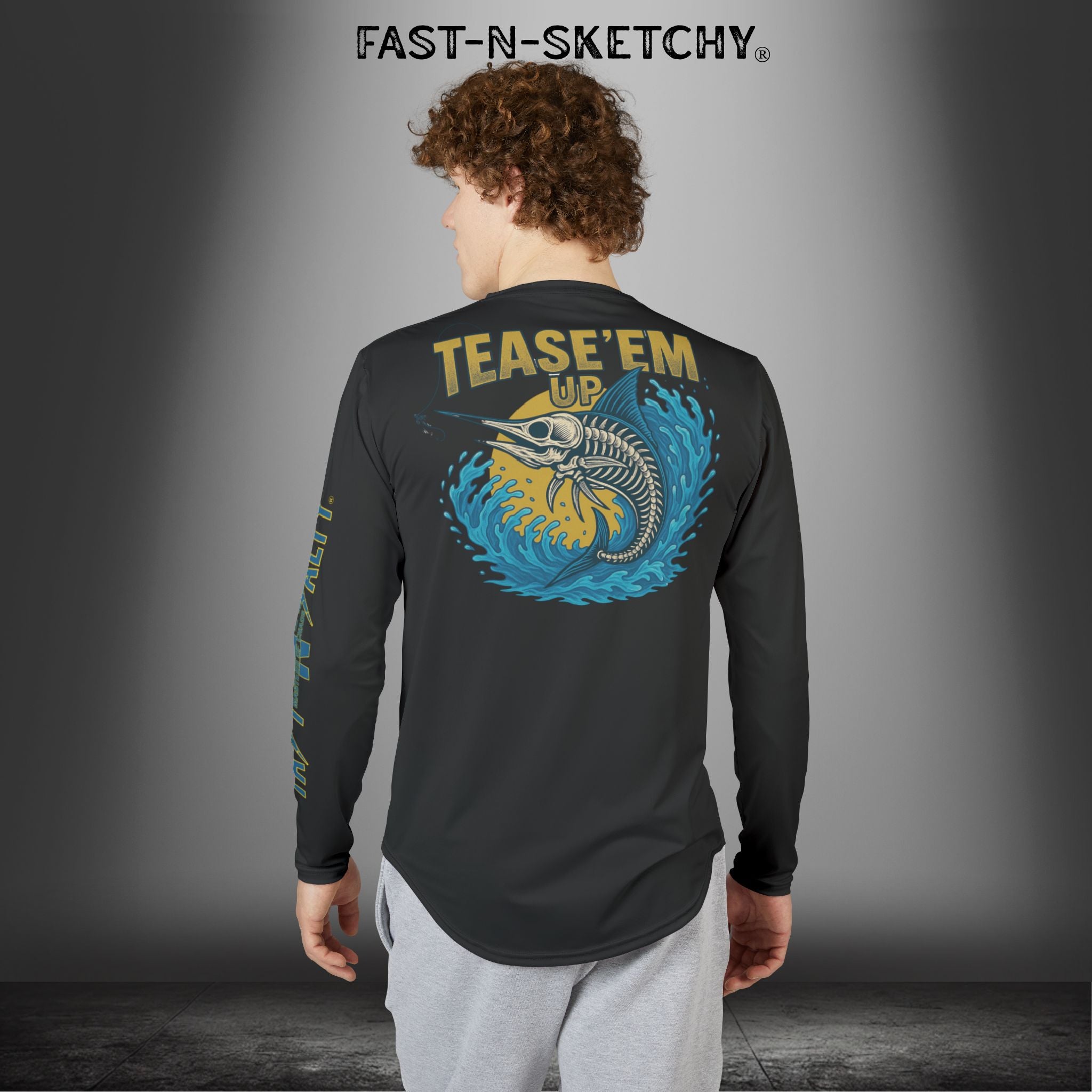 Tease 'Em Up: FAST-N-SALTY, FAST-N-SALTY: (Black) UV Protection Long Sleeve Shirt (Marlin) Perfect for Outdoor Adventures and Fishing