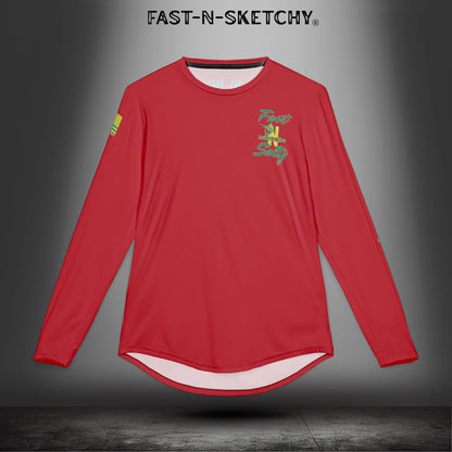 Put a Hook In It, FAST-N-SALTY: (Red) UV Protection Long Sleeve Shirt (Mahi Mahi) Perfect for Outdoor Adventures and Fishing