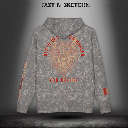 Coyote Death Dealer or Healer Camo Hoodie: Military Edition