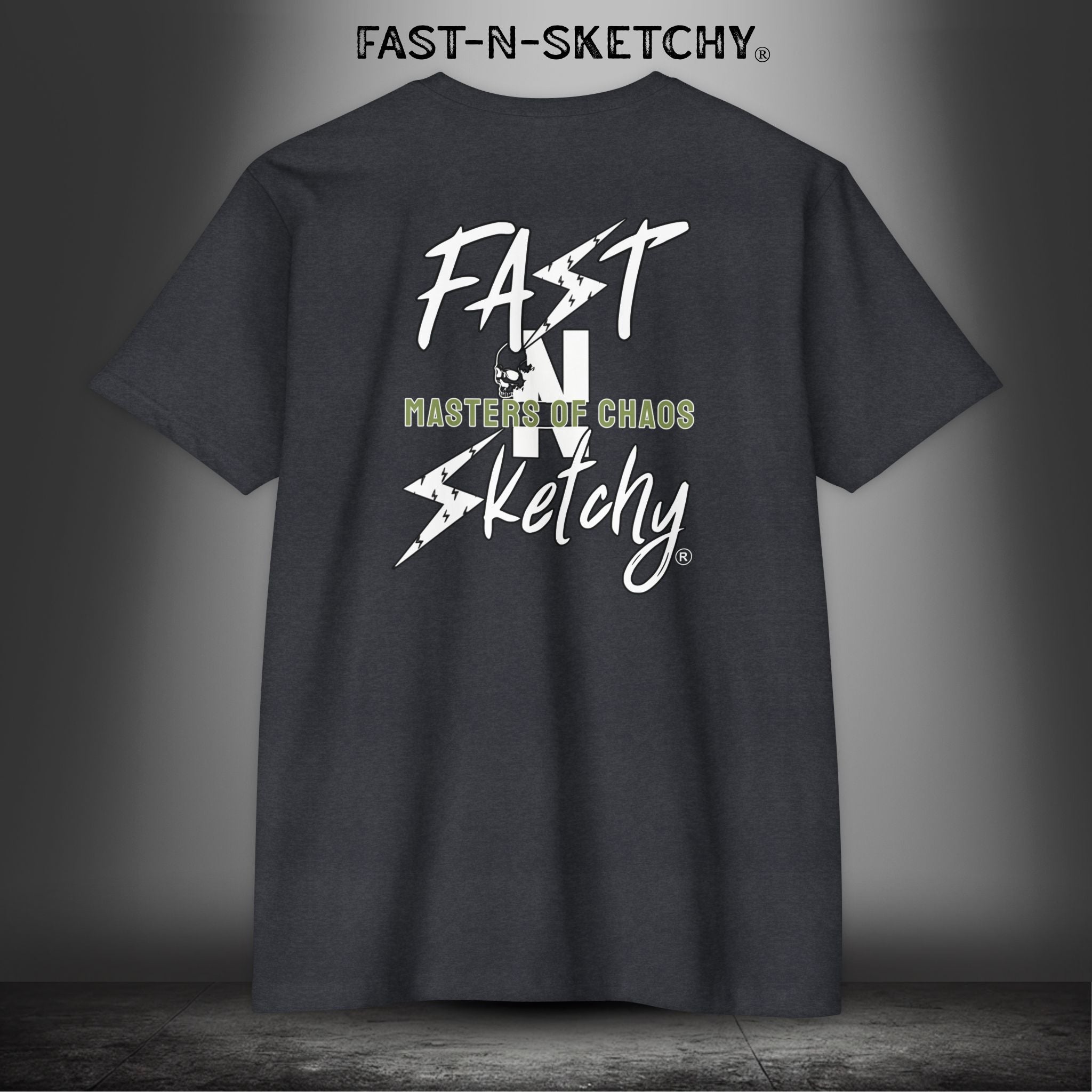FAST-N-SKETCHY - T-shirt Classic Fit Crewneck - Next Level 6210 (Dark Colors/Green Words)
