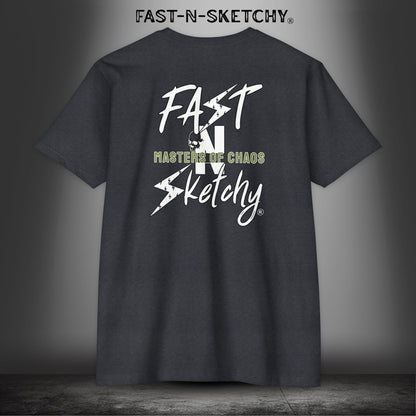 FAST-N-SKETCHY - T-shirt Classic Fit Crewneck - Next Level 6210 (Dark Colors/Green Words)