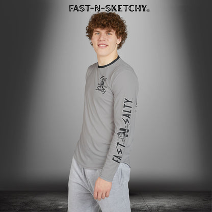 Fast-N-Salty UV Protection Long Sleeve Shirt - (Grey) Perfect for Outdoor Adventures and Fishing