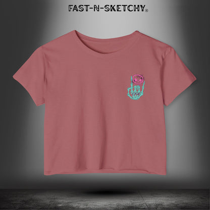 FAST-N-SEXY™ WITH HALF SKULL: Festival Crop Top