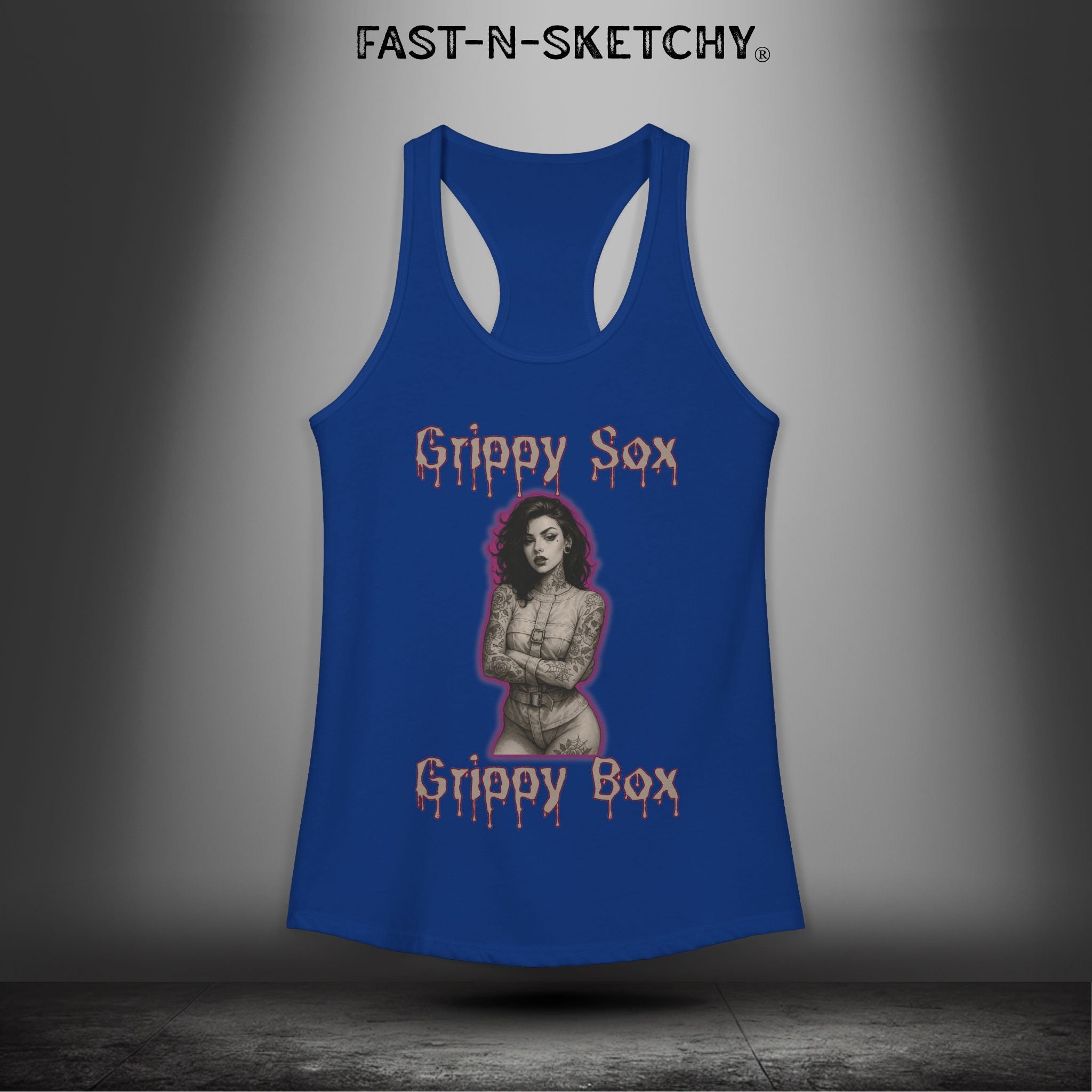 Grippy Sox Grippy Box: FAST-N-SKETCHY - Racerback Tank Top