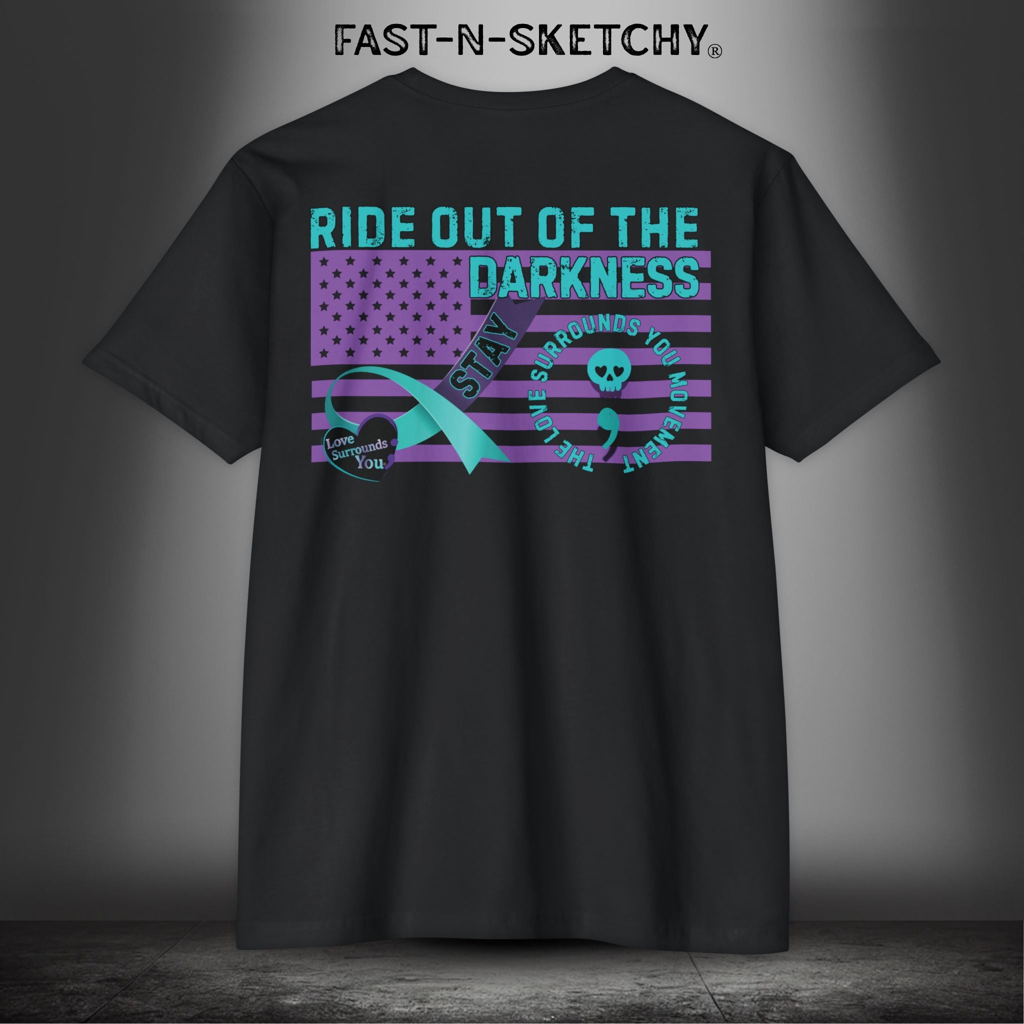 Stay Suicide Prevention Flag T-Shirt | Love Surrounds You | Ride Out of the Darkness | Mental Health Awareness - LSY