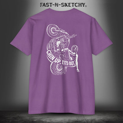Chin Up, Tits Out: Biker Edition Premium Fitted Tee