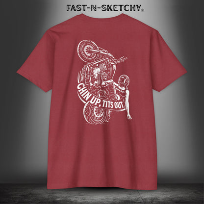 Chin Up, Tits Out: Biker Edition Premium Fitted Tee