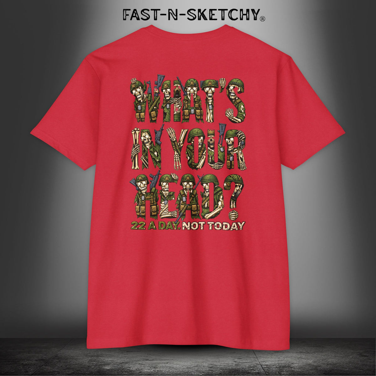 22 a Day, Not Today: Zombie T-Shirt by FAST-N-SKETCHY® - CVC Red