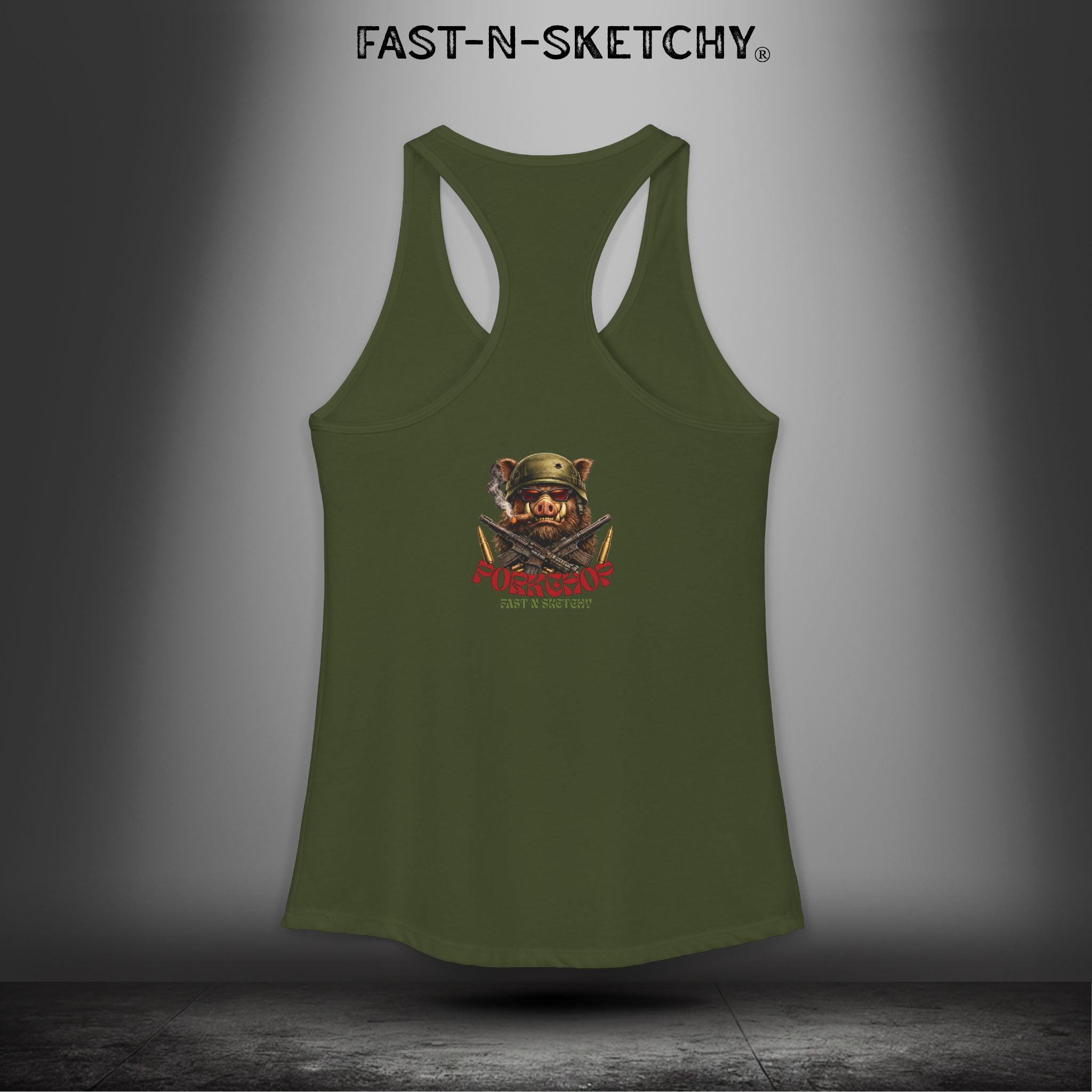 Porkchop, Thick Cut Thin Patience: Military Edition Racerback Tank