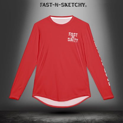 Fast-N-Salty Flag Red UV Protection Long Sleeve Shirt - Perfect for Outdoor Adventures and Fishing