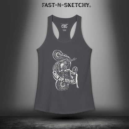 Chin Up, Tits Out: Biker Edition Racerback Tank