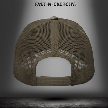 Camouflage FNS Trucker Hat — Embroidered "FAST-N-SKETCHY" Logo