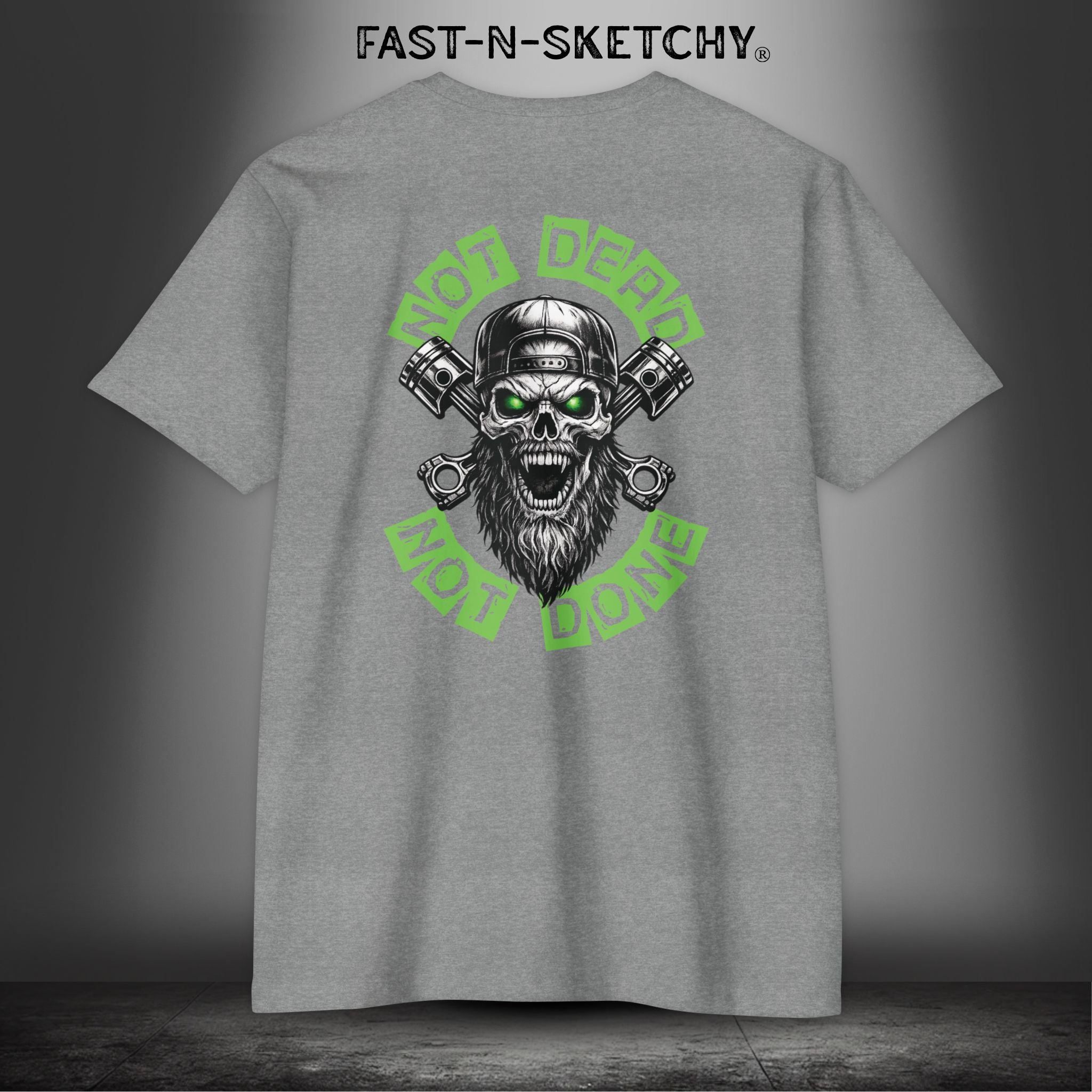 Not Dead, Not Done: Biker Edition Premium Fitted Tee