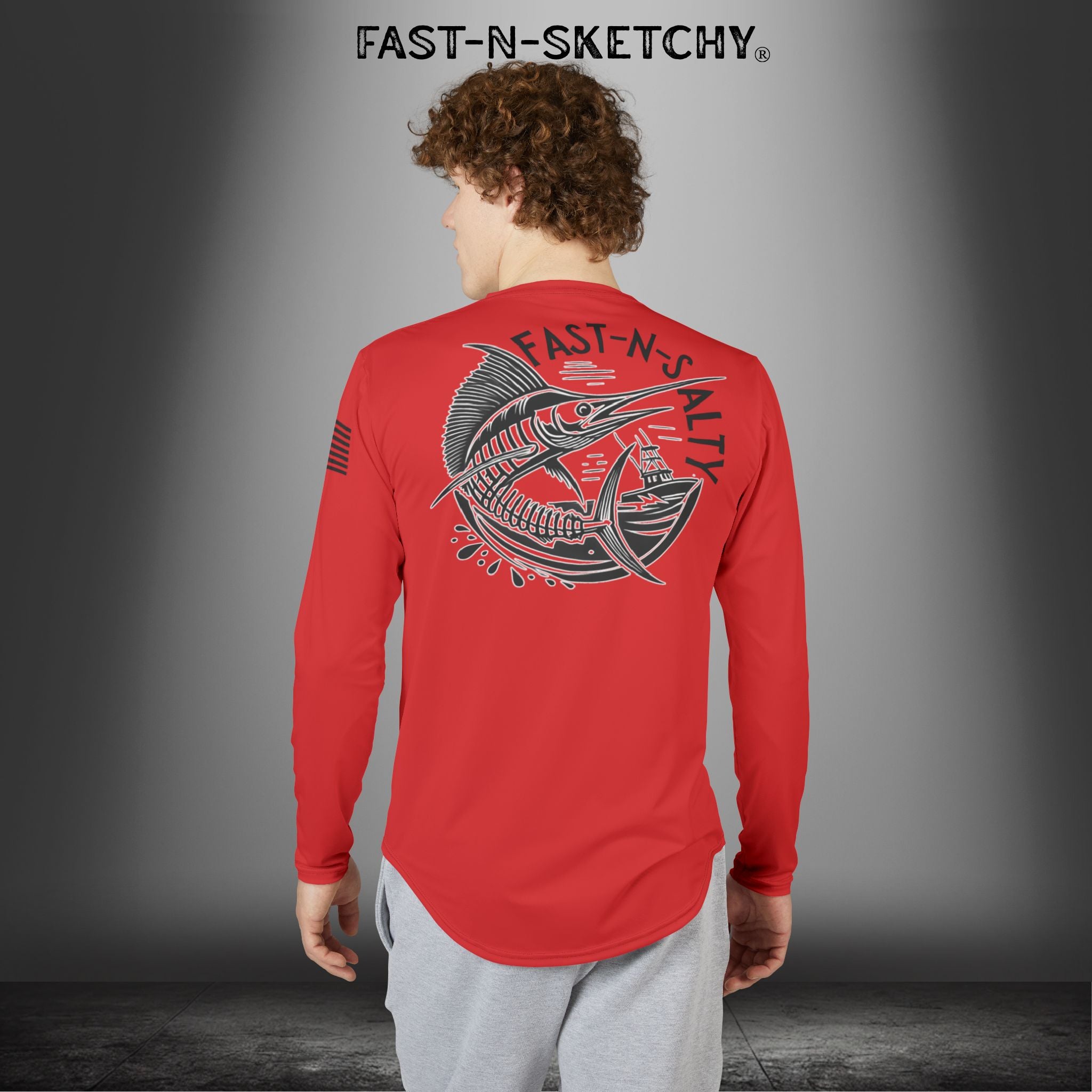Fast-N-Salty UV Protection Long Sleeve Shirt - (Red) Perfect for Outdoor Adventures and Fishing
