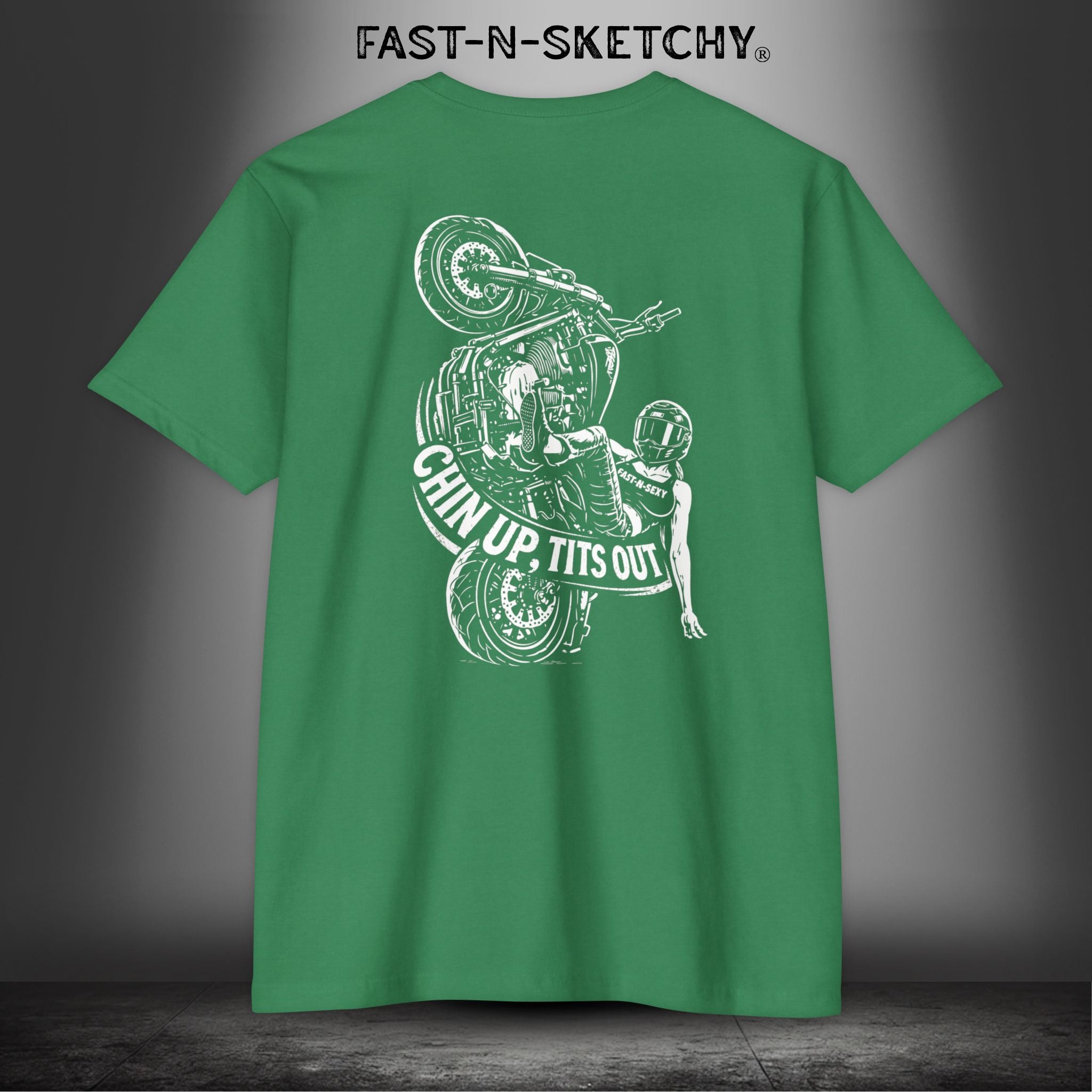 Chin Up, Tits Out: Biker Edition Premium Fitted Tee