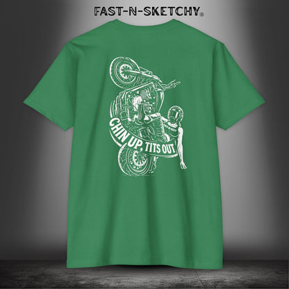 Chin Up, Tits Out: Biker Edition Premium Fitted Tee