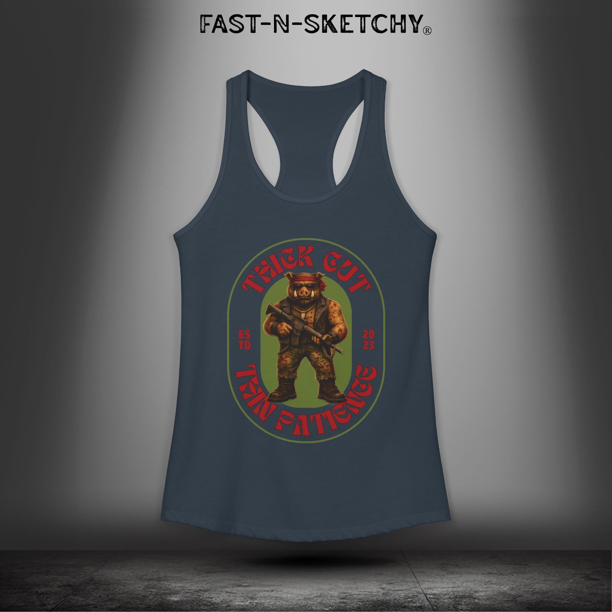 Porkchop, Thick Cut Thin Patience: Military Edition Racerback Tank