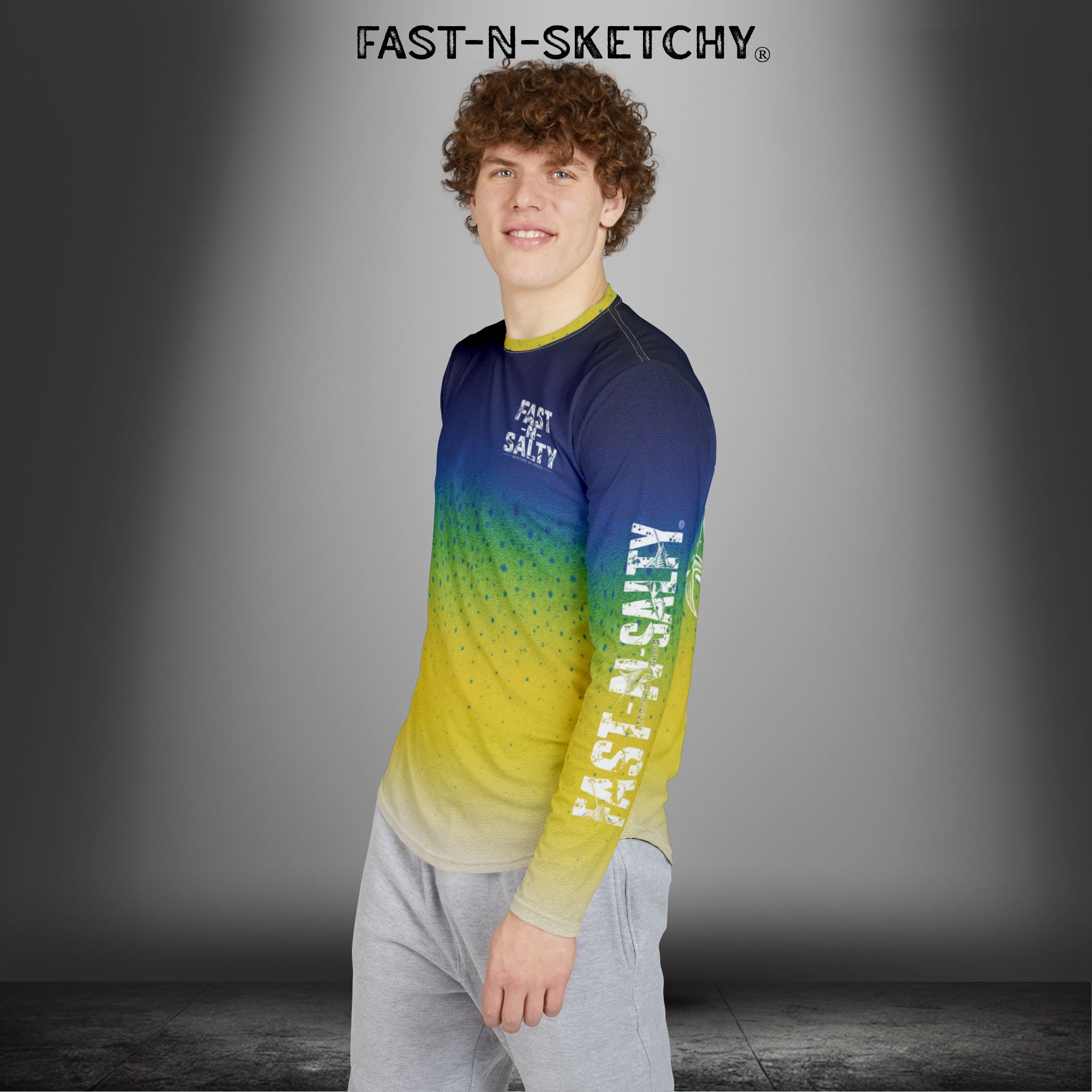 Mahi Mahi Dolphin Camo Fast-N-Salty UV Protection Long Sleeve Shirt