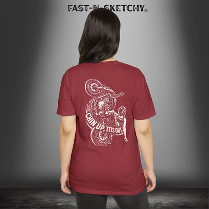 Chin Up, Tits Out: Biker Edition Premium Fitted Tee