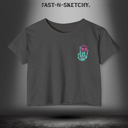 FAST-N-SEXY™ WITH HALF SKULL: Festival Crop Top