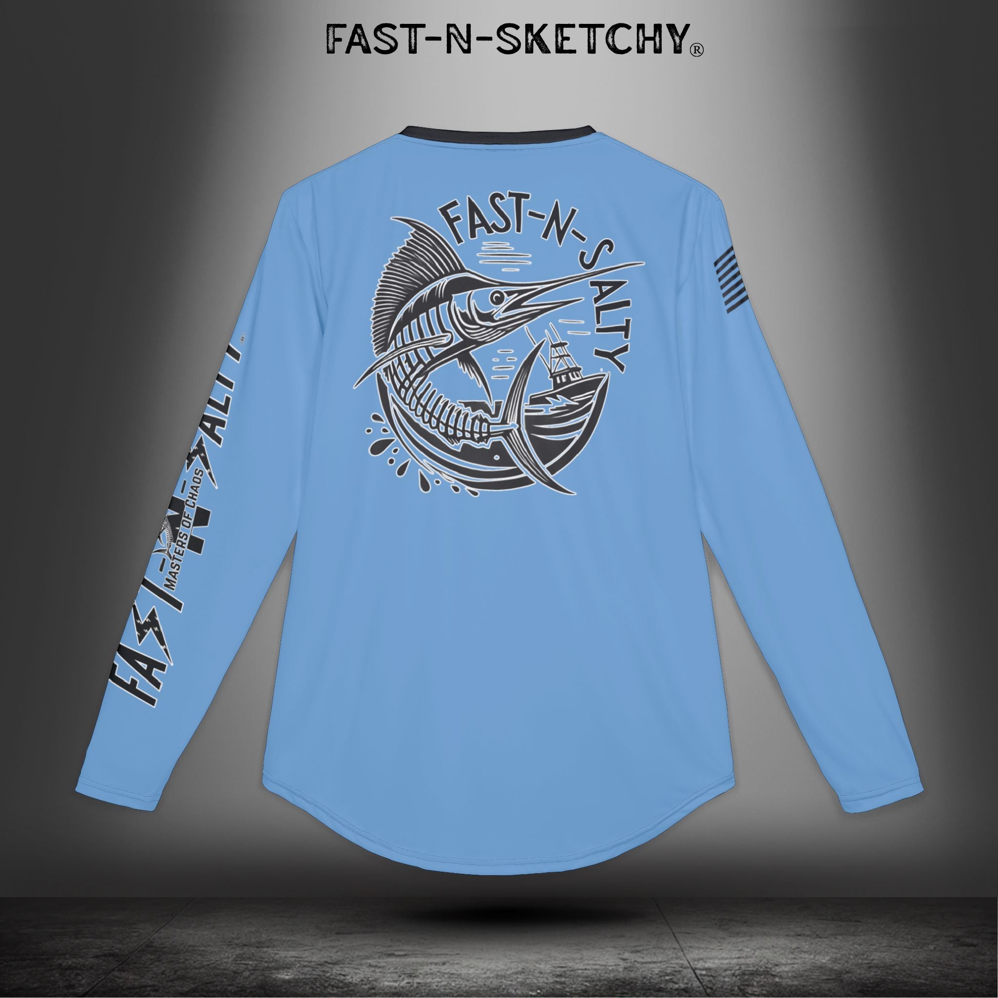 Fast-N-Salty UV Protection Long Sleeve Shirt - (Light Blue) Perfect for Outdoor Adventures and Fishing