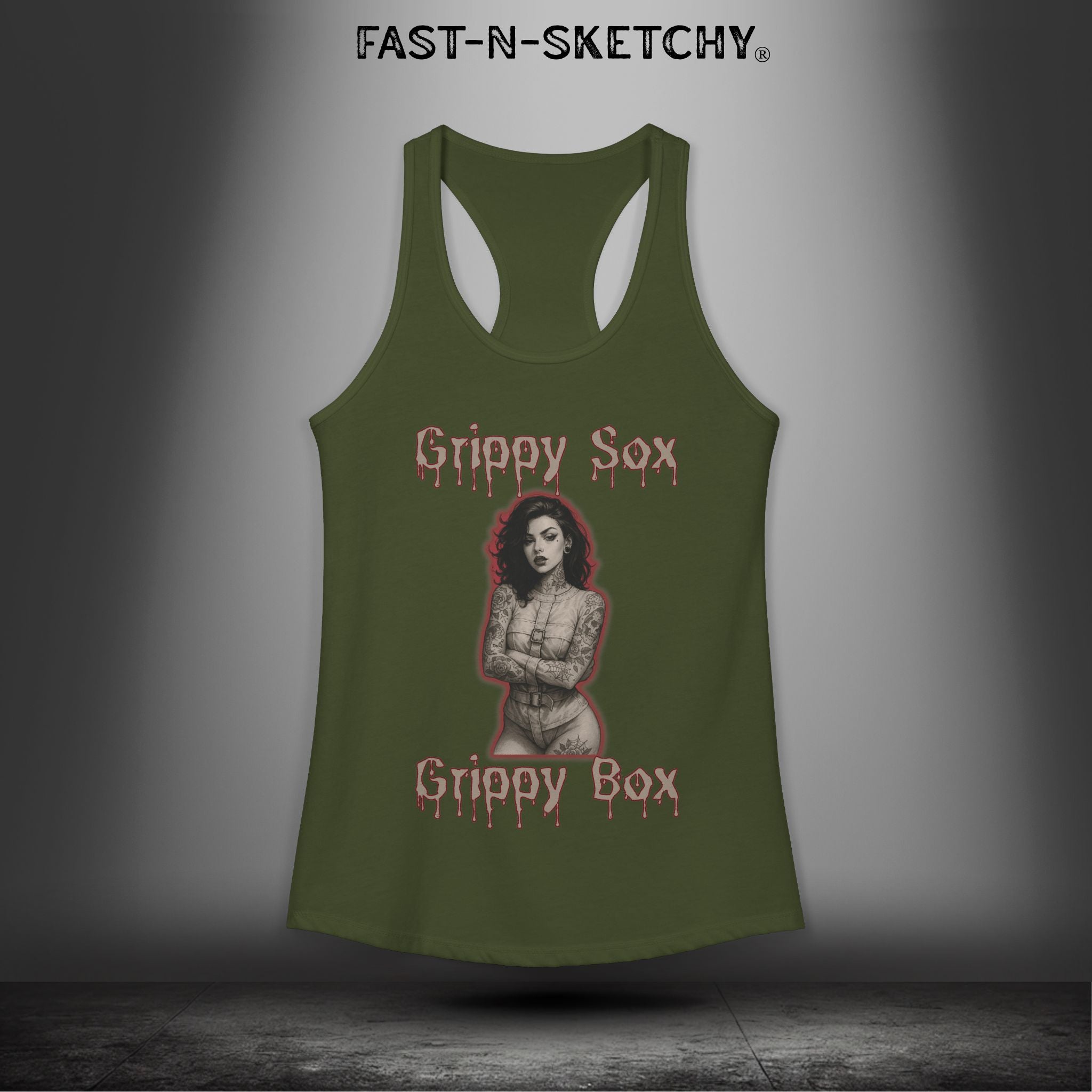 Grippy Sox Grippy Box: FAST-N-SKETCHY - Racerback Tank Top