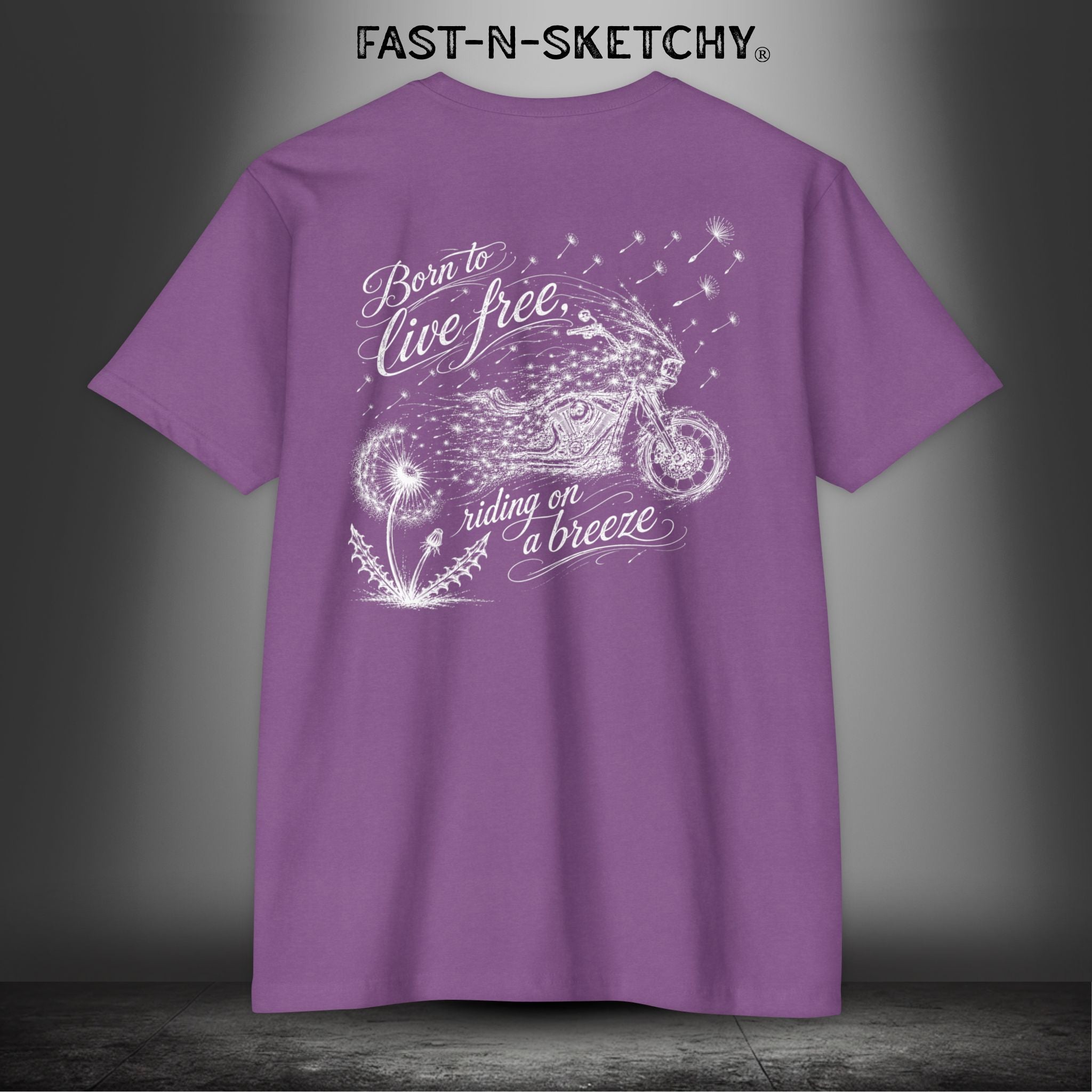 Dandelion: Born To Live Free, Riding on a Breeze - Biker Edition Premium Fitted Tee