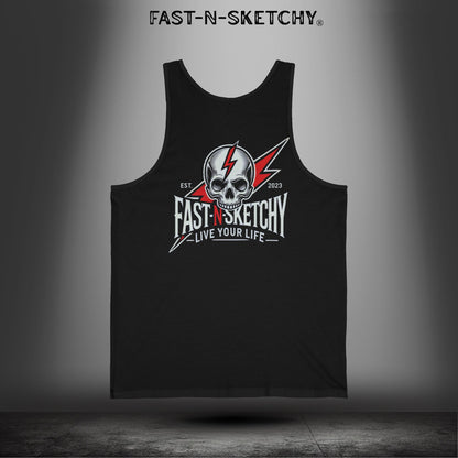 Live Your Life Graphic Tank - Fast-N-Sketchy Skull Tank Top
