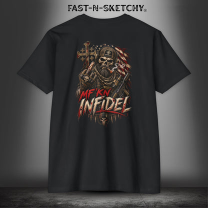 Infidel Skull Tee — Patriotic American Flag Skull: Military Edition
