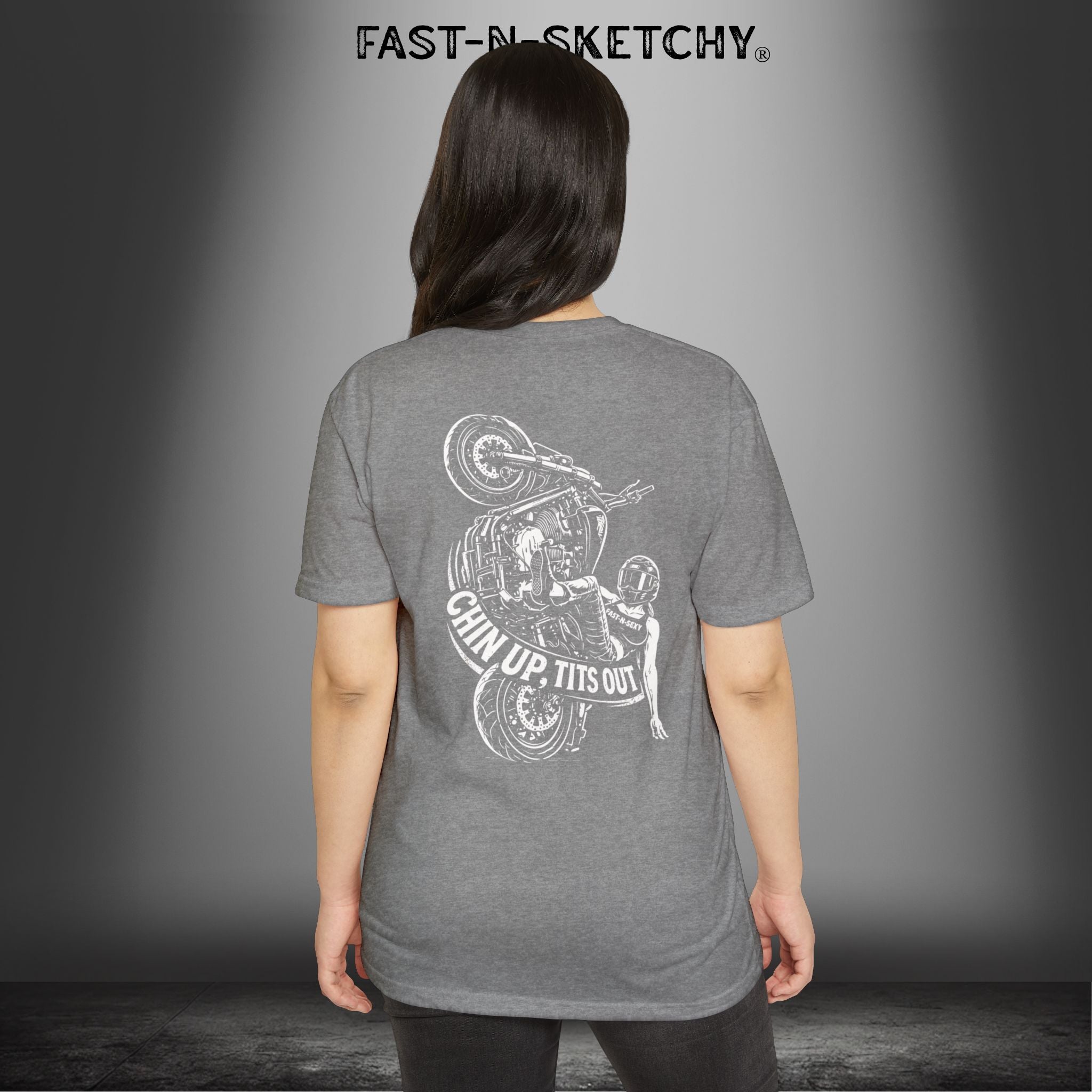Chin Up, Tits Out: Biker Edition Premium Fitted Tee