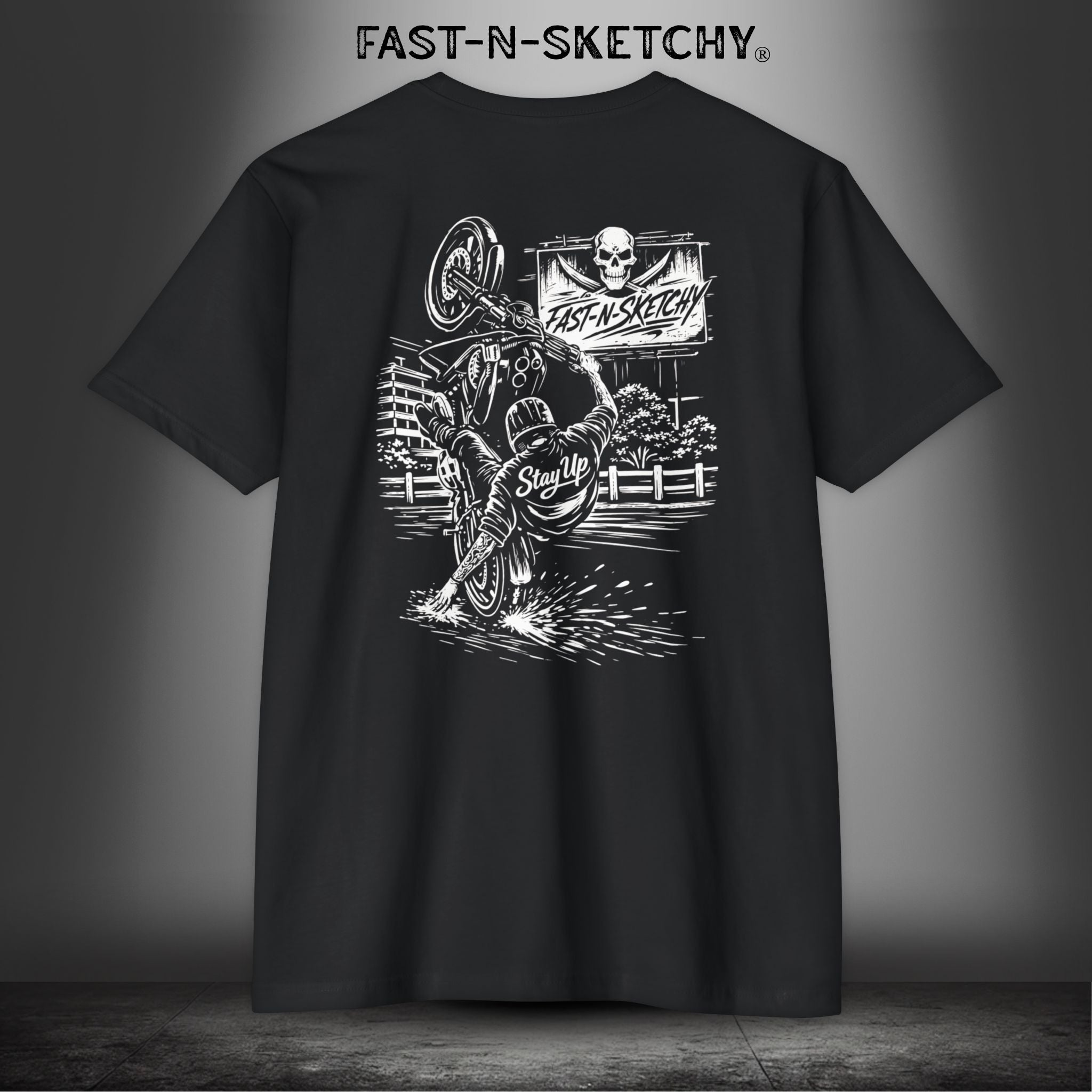 Stay Up Biker Edition Premium Fitted Tee