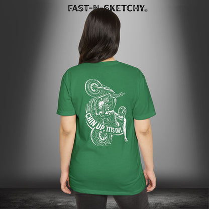 Chin Up, Tits Out: Biker Edition Premium Fitted Tee