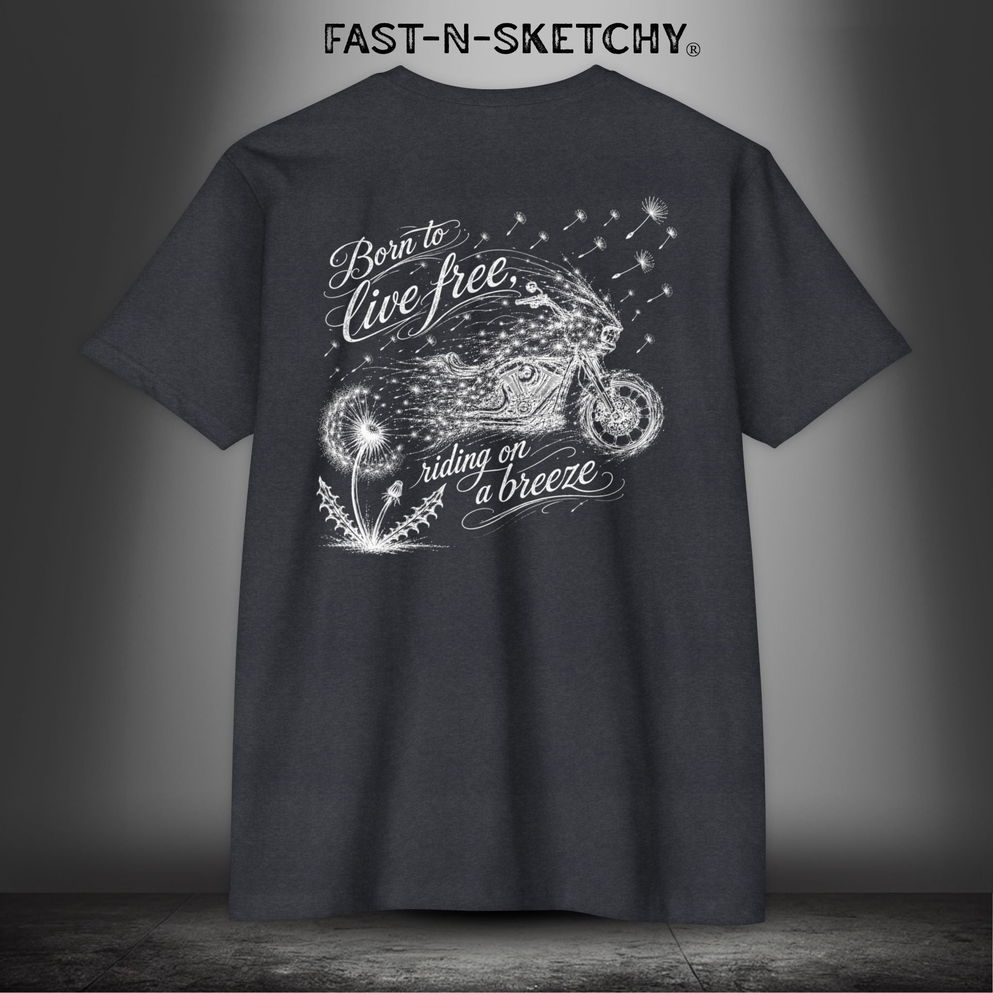 Dandelion: Born To Live Free, Riding on a Breeze - Biker Edition Premium Fitted Tee