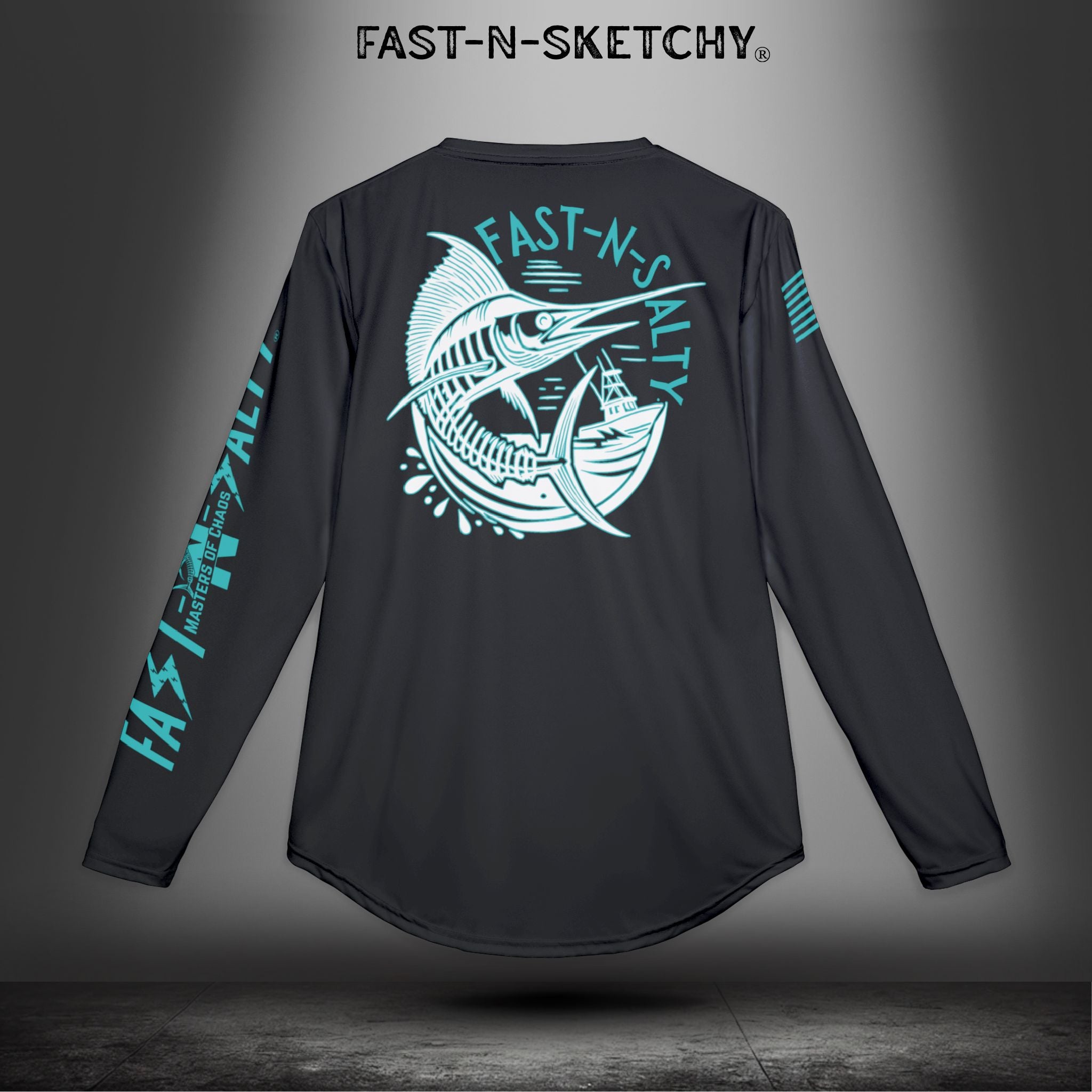 Fast-N-Salty UV Protection Long Sleeve Shirt - (Black) Perfect for Outdoor Adventures and Fishing