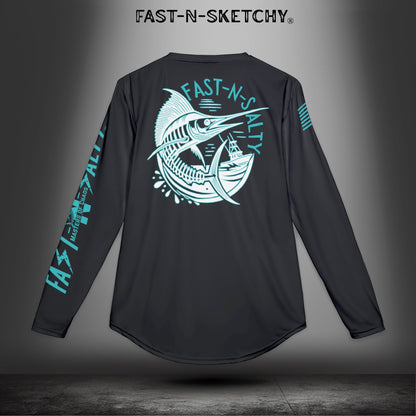 Fast-N-Salty UV Protection Long Sleeve Shirt - (Black) Perfect for Outdoor Adventures and Fishing