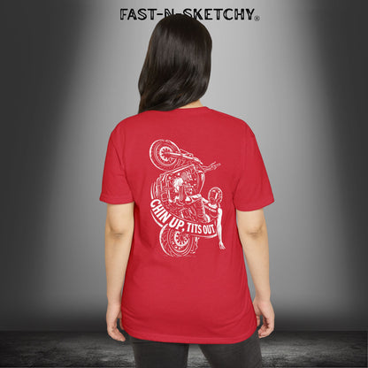 Chin Up, Tits Out: Biker Edition Premium Fitted Tee
