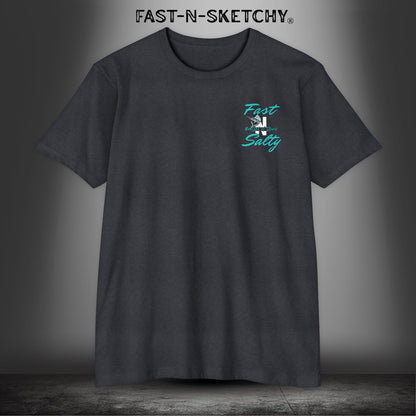 WE GREW HERE, YOU FLEW HERE, GO AWAY: Teal on Black T-Shirt Next Level 6210