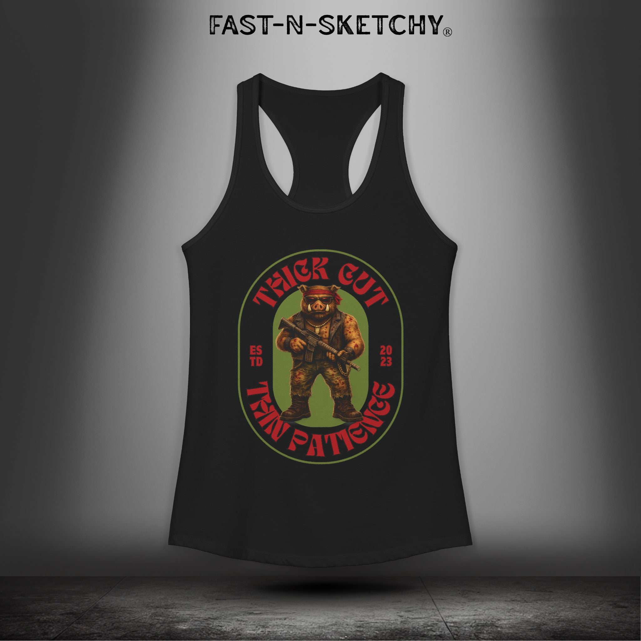 Porkchop, Thick Cut Thin Patience: Military Edition Racerback Tank