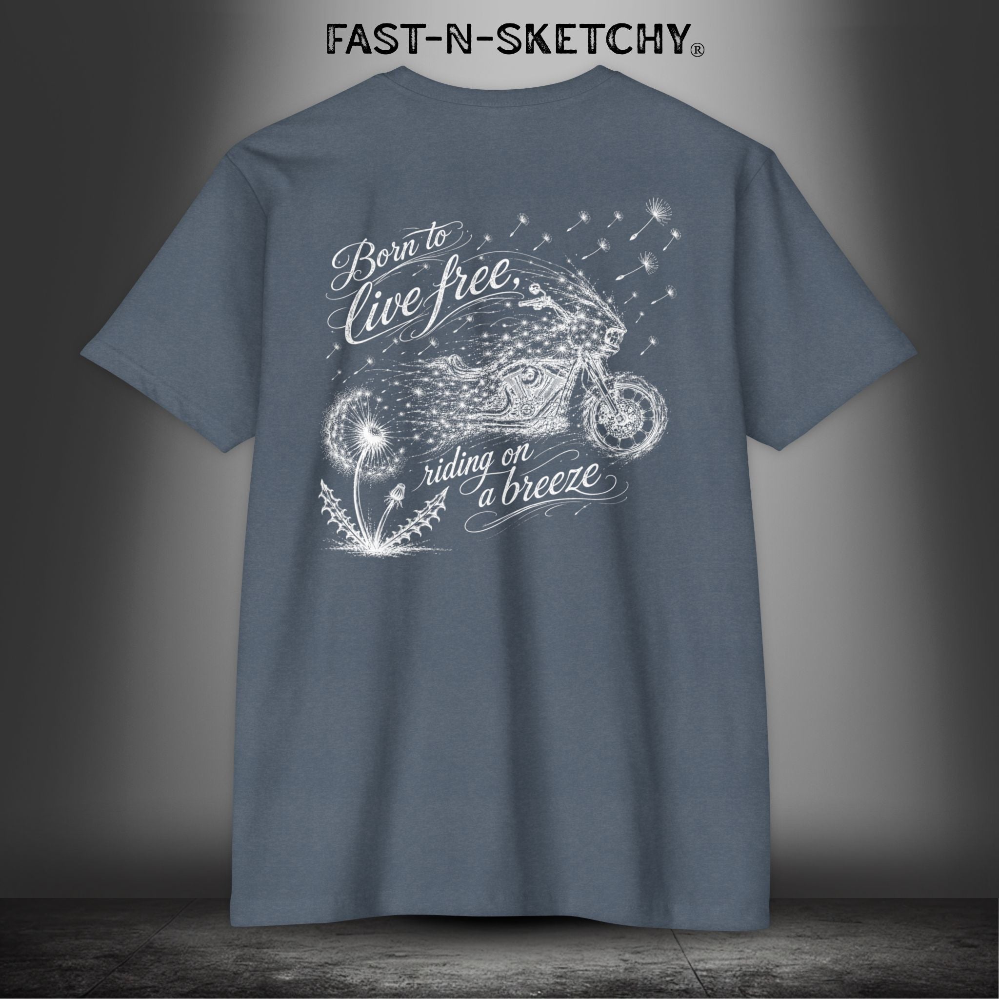 Dandelion: Born To Live Free, Riding on a Breeze - Biker Edition Premium Fitted Tee