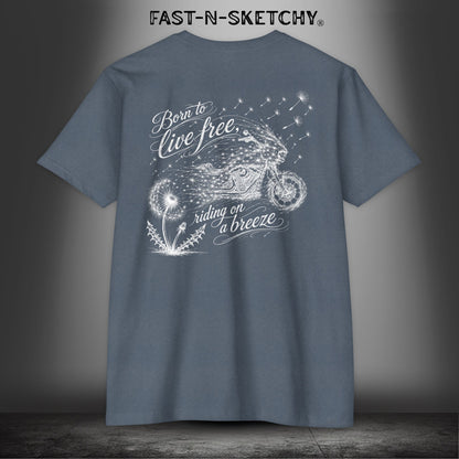 Dandelion: Born To Live Free, Riding on a Breeze - Biker Edition Premium Fitted Tee