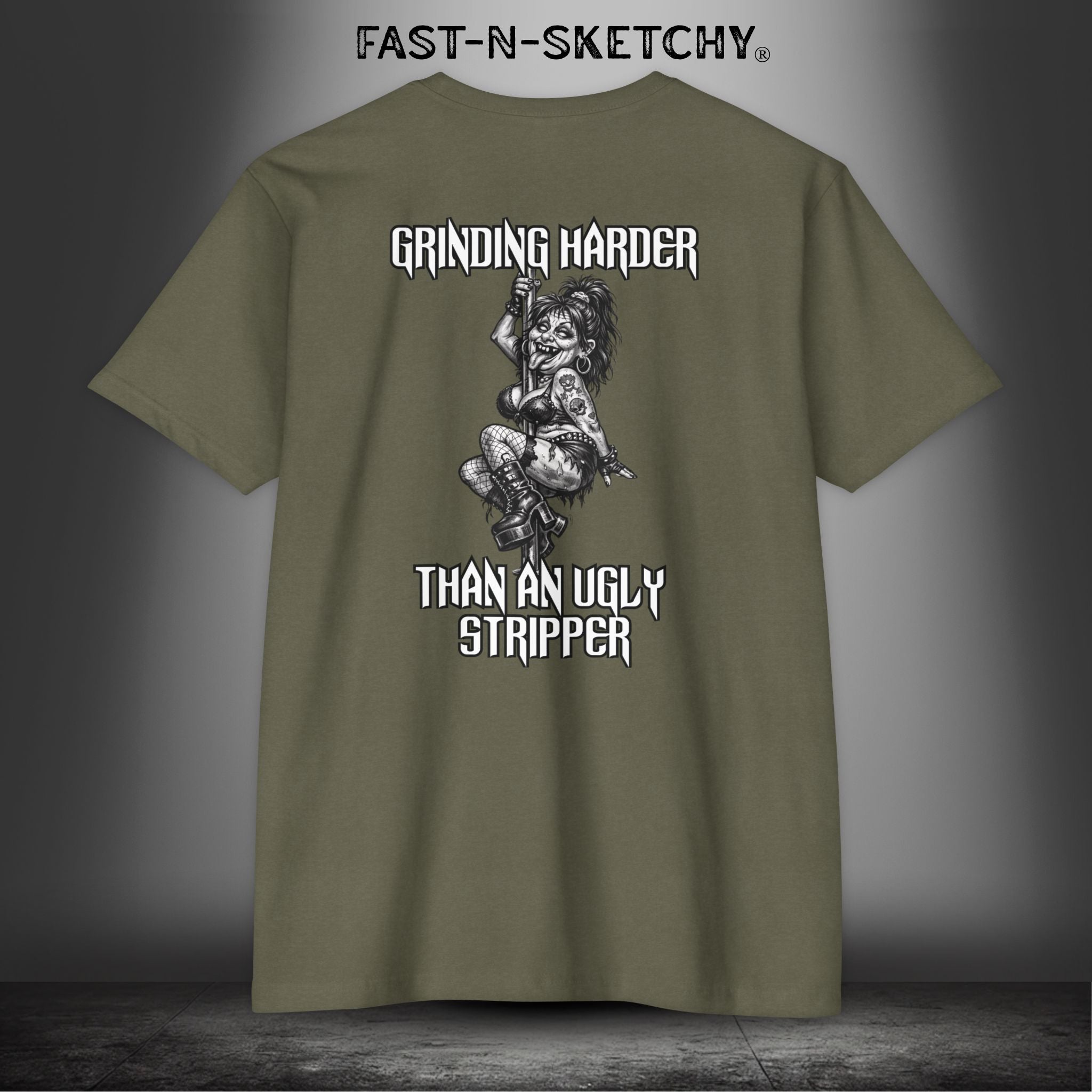 Grinding Harder Than an Ugly Stripper: Biker Edition Premium Fitted Tee