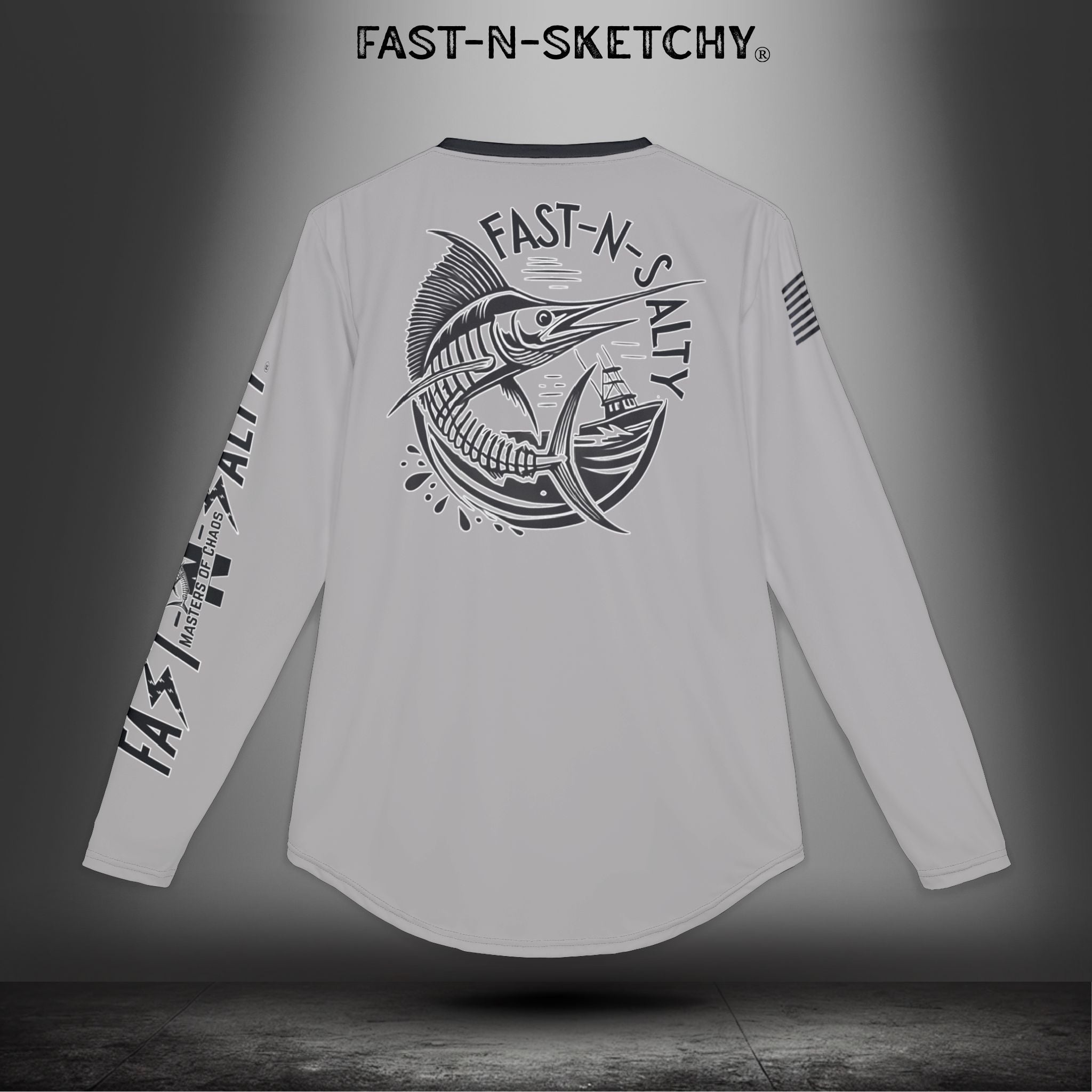Fast-N-Salty UV Protection Long Sleeve Shirt - (Grey) Perfect for Outdoor Adventures and Fishing