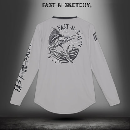 Fast-N-Salty UV Protection Long Sleeve Shirt - (Grey) Perfect for Outdoor Adventures and Fishing