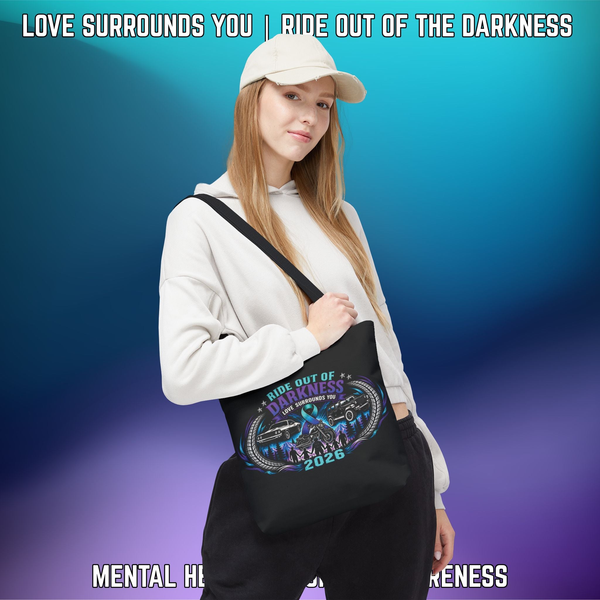 Ride Out of Darkness 2026 Tote Bag — Mental Health & Suicide Awareness - LSY